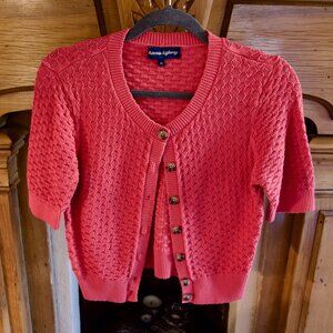 Princess Highway Garden Short Sleeve Cardigan - AUS Size 10 - Color: Pink/Red